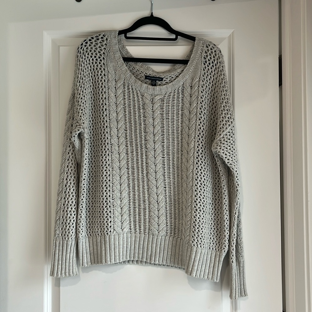 Women's Open-Knit Sweater - Gray